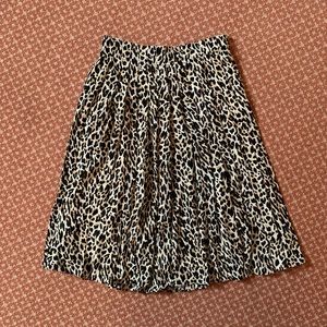 J. Crew pleated leopard print midi skirt in size XS